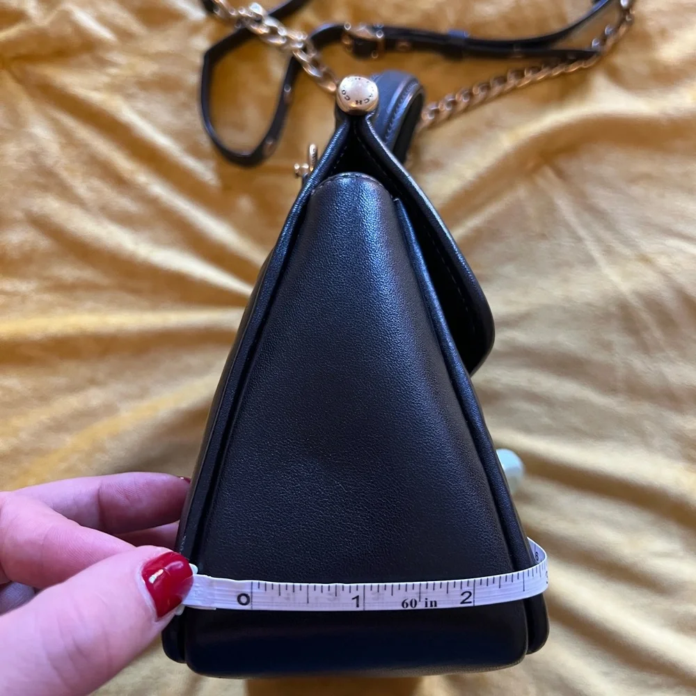 Coach Black Leather Satchel with Gold Accents - Picture 9 of 9